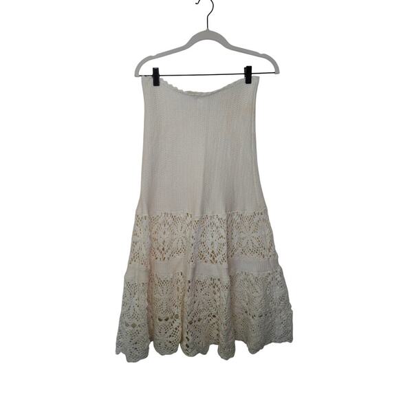 Adam Lippes Cream Midi Crochet Skirt - Off-White Cotton Knit Skirt Sz M - Picture 3 of 7